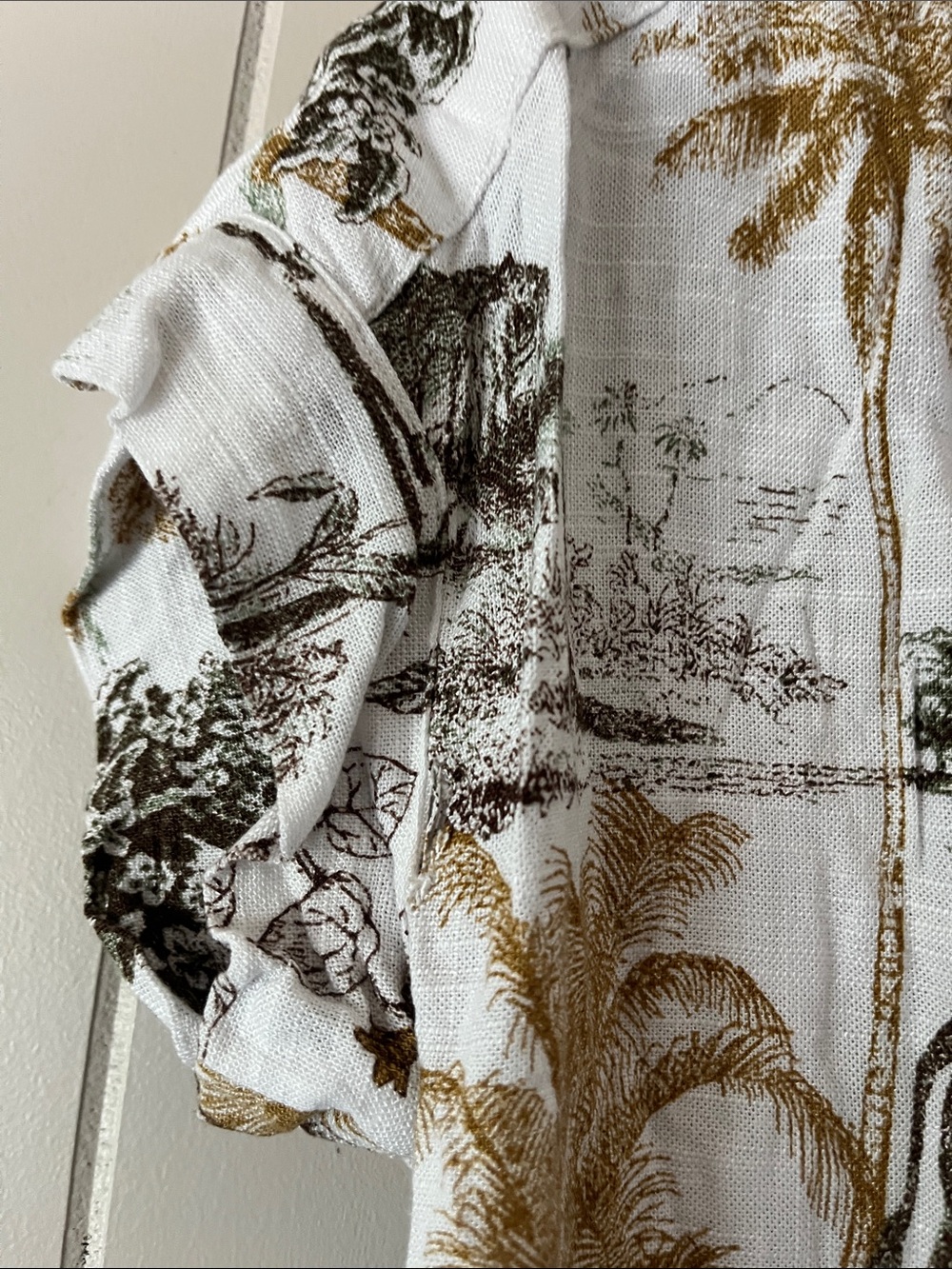 Women's Safari-Print Button Down Shirt - White with Black & Tan - Picture 9 of 14